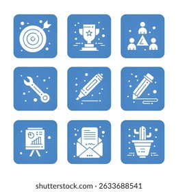 Office icon set collection.  Editable stroke. Vector illustration