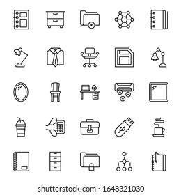 Office icon set. Collection of high quality outline web pictograms in modern flat style. Black office symbol for web design and mobile app on white background. Line logo EPS10
