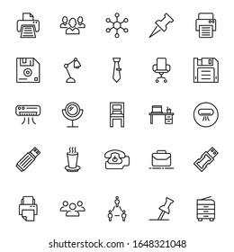 Office icon set. Collection of high quality outline web pictograms in modern flat style. Black office symbol for web design and mobile app on white background. Line logo EPS10