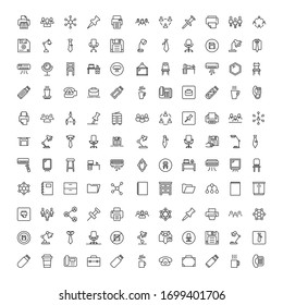Office-Icon-Set. Kollektion hochwertiger Umrisspiktogramme im modernen Flachstil. Schwarzes Bürosymbol für Webdesign und mobile App auf weißem Hintergrund. Linienlogo EPS10