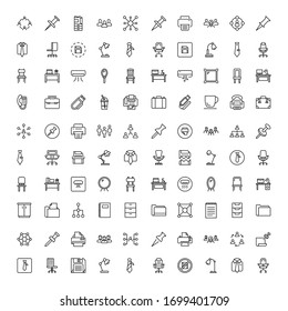 Office icon set. Collection of high quality outline web pictograms in modern flat style. Black office symbol for web design and mobile app on white background. Line logo EPS10