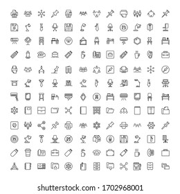 Office icon set. Collection of high quality outline web pictograms in modern flat style. Black office symbol for web design and mobile app on white background. Line logo EPS10