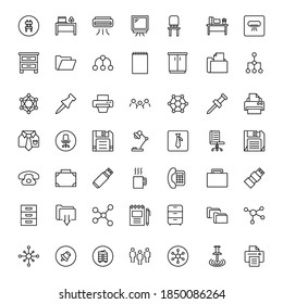 Office icon set. Collection of high quality outline web pictograms in modern flat style. Black office symbol for web design and mobile app on white background. Line logo EPS10