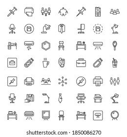 Office icon set. Collection of high quality outline web pictograms in modern flat style. Black office symbol for web design and mobile app on white background. Line logo EPS10
