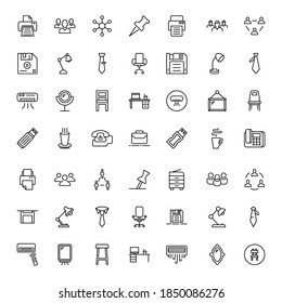 Conjunto de iconos de Office. Colección de pictogramas web de alto nivel en estilo plano moderno. Símbolo negro de oficina para diseño web y aplicación móvil sobre fondo blanco. Logo de línea EPS10