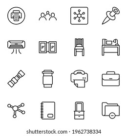 Office-Icon-Set. Kollektion hochwertiger Umrisspiktogramme im modernen Flachstil. Schwarzes Bürosymbol für Webdesign und mobile App auf weißem Hintergrund. Linienlogo EPS10