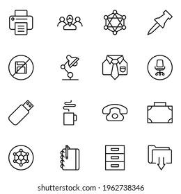 Conjunto de iconos de Office. Colección de pictogramas web de alto nivel en estilo plano moderno. Símbolo negro de oficina para diseño web y aplicación móvil sobre fondo blanco. Logo de línea EPS10