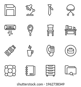 Conjunto de iconos de Office. Colección de pictogramas web de alto nivel en estilo plano moderno. Símbolo negro de oficina para diseño web y aplicación móvil sobre fondo blanco. Logo de línea EPS10