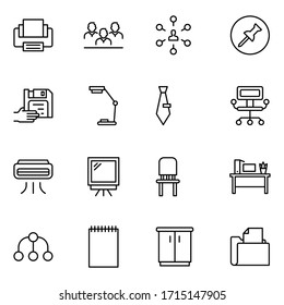 Office icon set. Collection of high-quality black outline logo for web site design and mobile apps. Vector illustration on a white background.