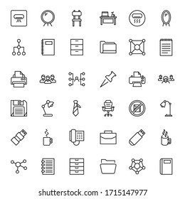 Office icon set. Collection of high-quality black outline logo for web site design and mobile apps. Vector illustration on a white background.