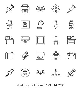 Conjunto de iconos de Office. Colección de logotipo de esquema negro de alta calidad para diseño de sitios web y aplicaciones móviles. Ilustración vectorial en fondo blanco.
