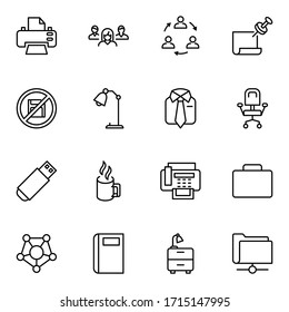 Office icon set. Collection of high-quality black outline logo for web site design and mobile apps. Vector illustration on a white background.