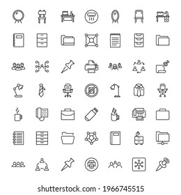 Conjunto de iconos de Office. Colección de logotipo de esquema negro de alta calidad para diseño de sitios web y aplicaciones móviles. Ilustración vectorial en un fondo blanco.