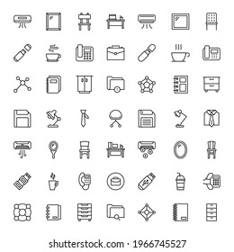Office icon set. Collection of high-quality black outline logo for web site design and mobile apps. Vector illustration on a white background.