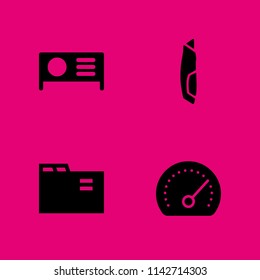 office icon set. cutter, folder and projector vector icon for graphic design and web