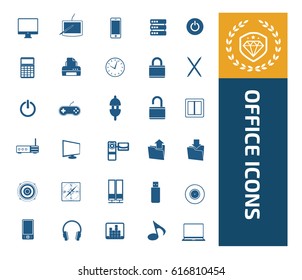 Office icon set design,clean vector