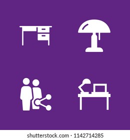 office icon set. desk, group and desktop vector icon for graphic design and web