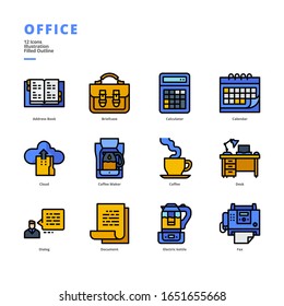 Office icon set for digital media and printing media.