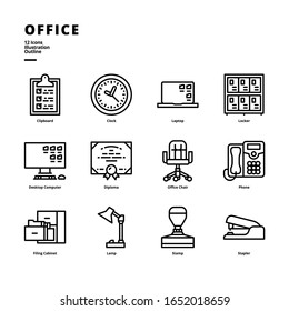 Office icon set for digital media and printing media.