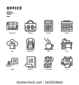 Office icon set for digital media and printing media.