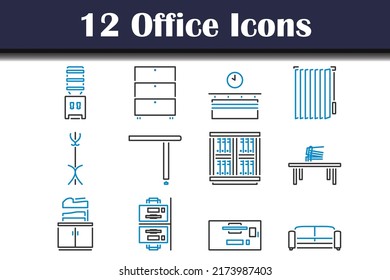 Office Icon Set. Editable Bold Outline With Color Fill Design. Vector Illustration.
