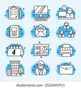 Office icon set element flat vector collection
