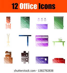 Conjunto de iconos de Office. Diseño de la escalera de color plana. Ilustración vectorial.