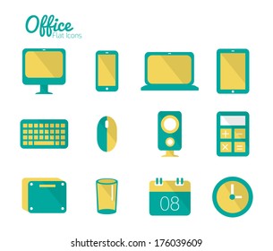 Office icon set. Flat icons. Vector