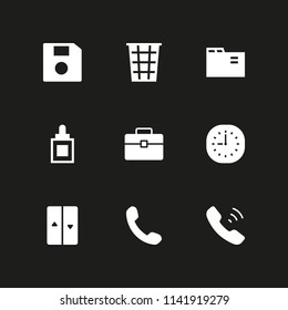 office icon set. folder, clock and elevator vector icon for graphic design and web