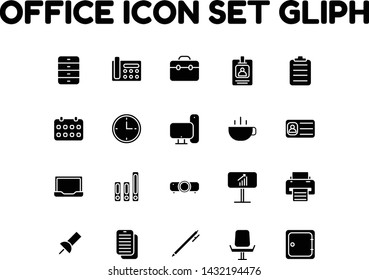 Office icon set gliph commercial use