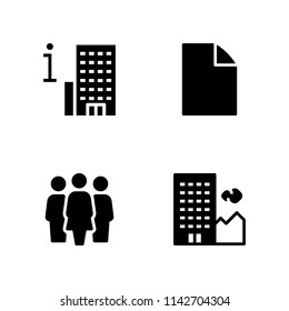 office icon set. group, file and building vector icon for graphic design and web