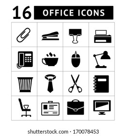 Office icon set isolated on white. Vector illustration