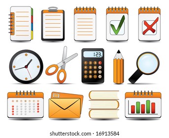 Office Icon Set One. Easy to edit vector.