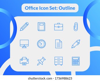 Office icon set with outline style. Suitable for any purpose.
