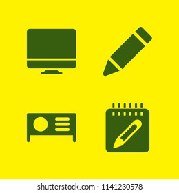 office icon set. With projector, imac and notebook  vector icons for graphic design and web