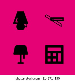 office icon set. rule, lamp and calculator vector icon for graphic design and web