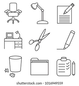 Office icon set. Office supplies icon set. Vector. 