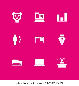 office icon set. teamwork, computer and desk vector icon for graphic design and web