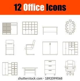 Office Icon Set. Thin Editable Stroke Line Without Filling Design. Vector Illustration.