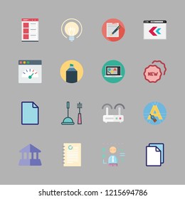 office icon set. vector set about bank, browser, router and laptop icons set.