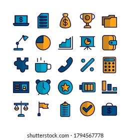 Office icon set vector flat line for website, mobile app, presentation, social media. Suitable for user interface and user experience.