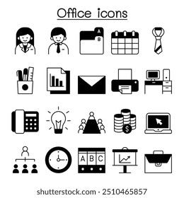 Ícone do Office definir design gráfico de ilustração de vetor