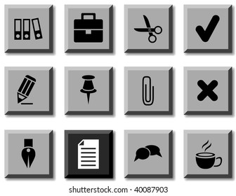 Conjunto de ícones do Office. Ilustração vetorial.