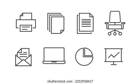 Office Icon Set. Vector isolated editable set of illustrations