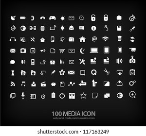 Office Icon set  (vector) office ,media, mobile icons