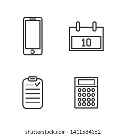 Office icon set vector in monoline style