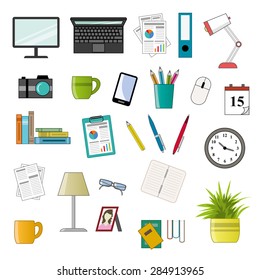 Office icon set - vektor flat style