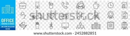 Office icon set. workspace co-worker line icons collection vector collection.