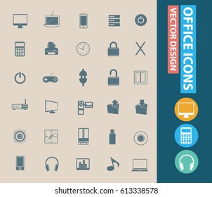 Office icon set,clean vector