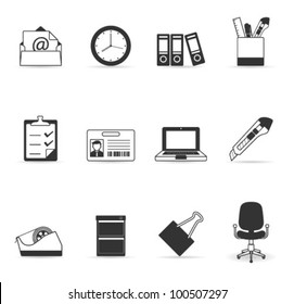 Office icon set.Transparent shadows placed on layer beneath.